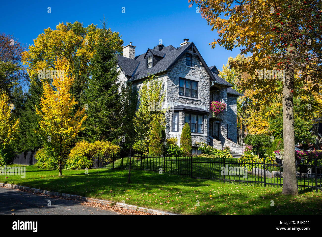 A large home with fall foliage color in Quebec City, Quebec, Canada