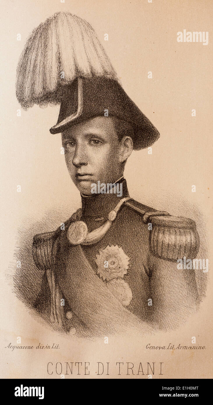 Luigi de Bourbon kingdom of the Two Sicilies (1838-1886) Count of Trani from a print of 1862 Stock Photo