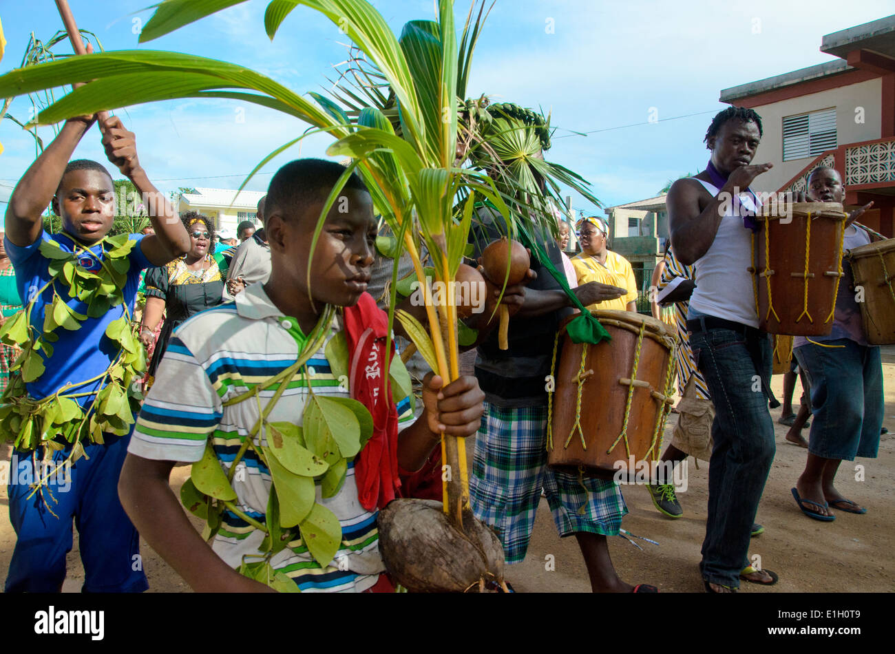 Hopkins Village, Belize, - November 19, 2013: The annual Garifuna Settlement day celebrations in full flow. Stock Photo
