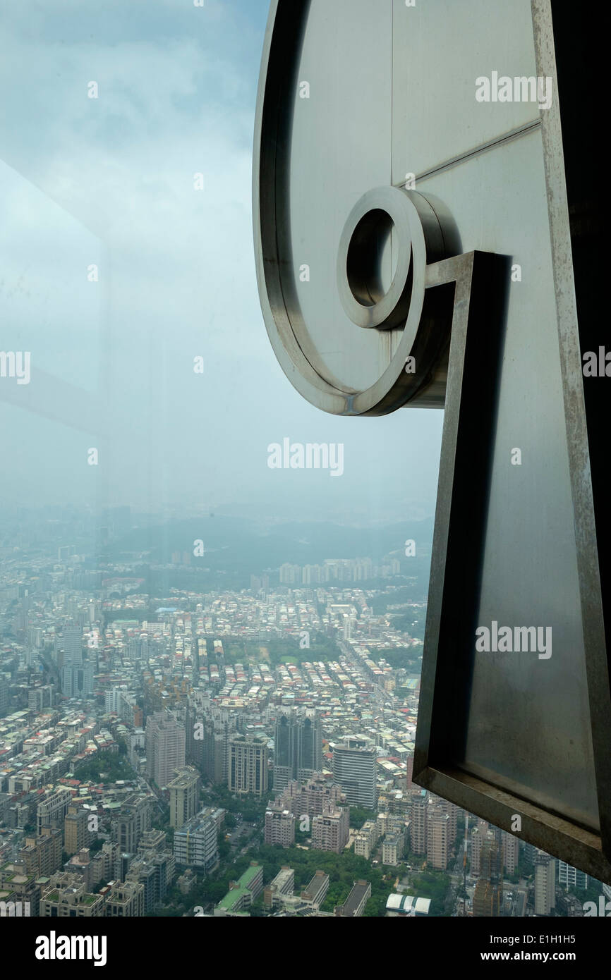 The view from the Taipei 101 building, World Financial Center, Taipei, Taiwan. Stock Photo