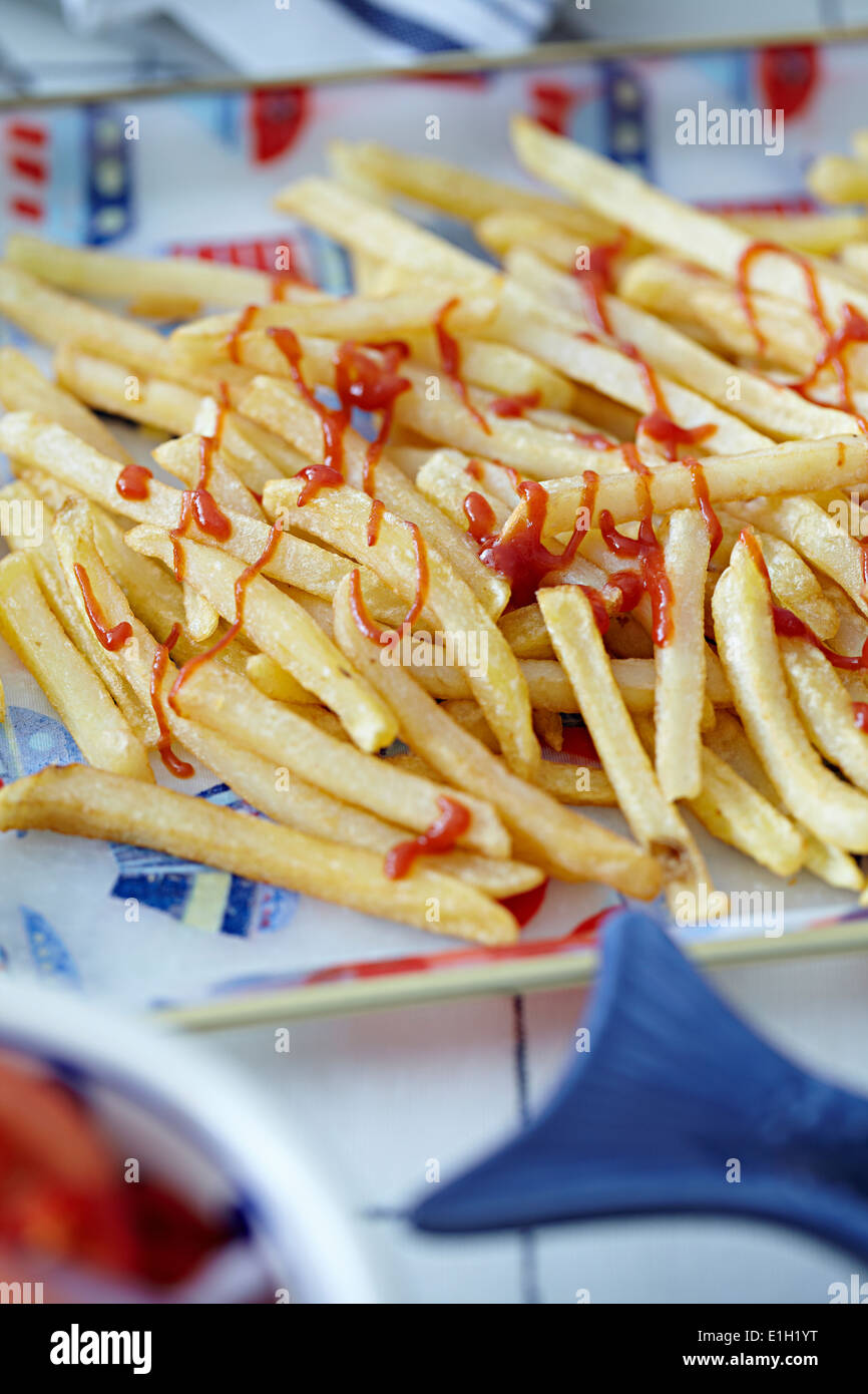 French fries with tomato ketchup Stock Photo Alamy