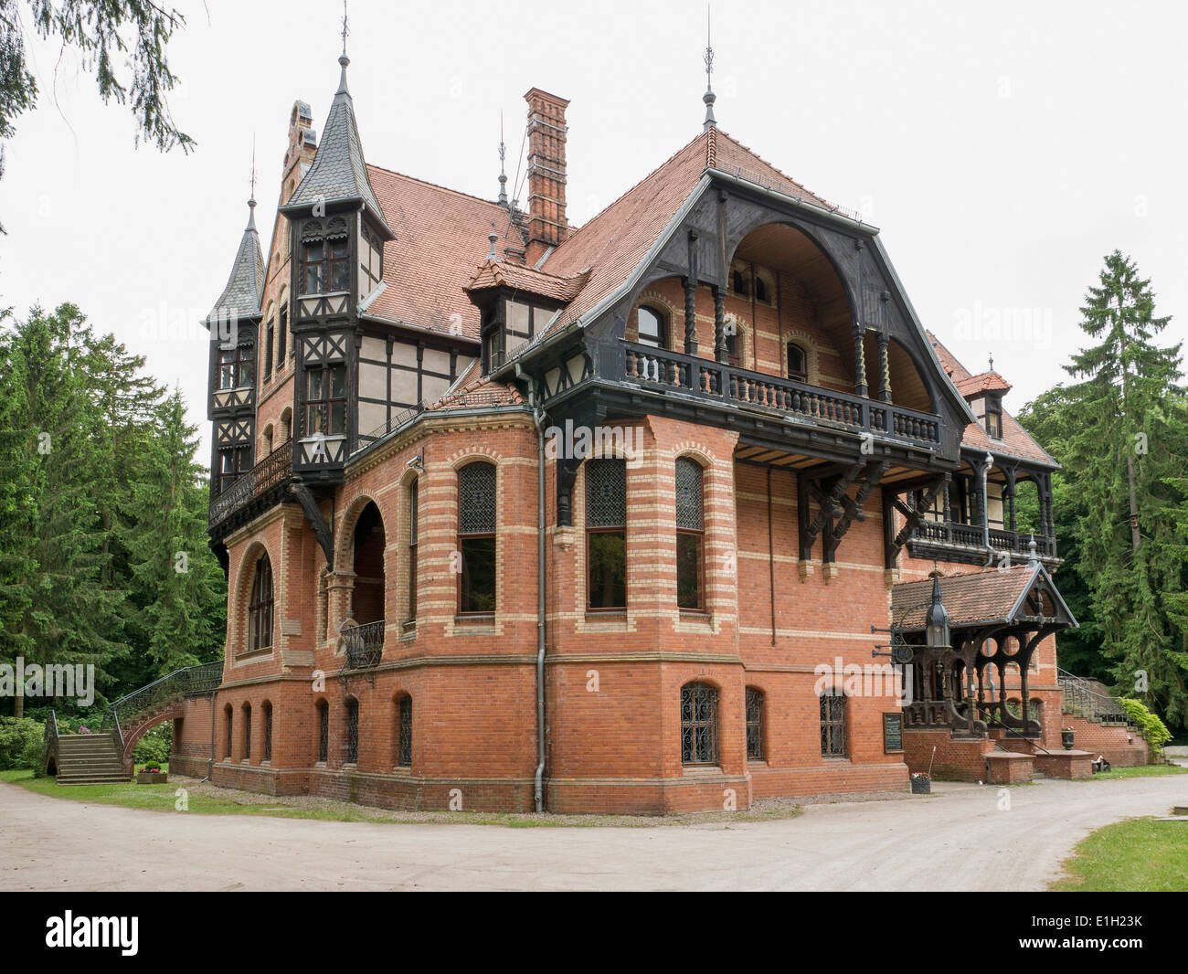 hunting lodge Gelbensande, built 1885-1887 by Gotthilf Ludwig Möckel, Mecklenburg-Vorpommern, Germany Stock Photo
