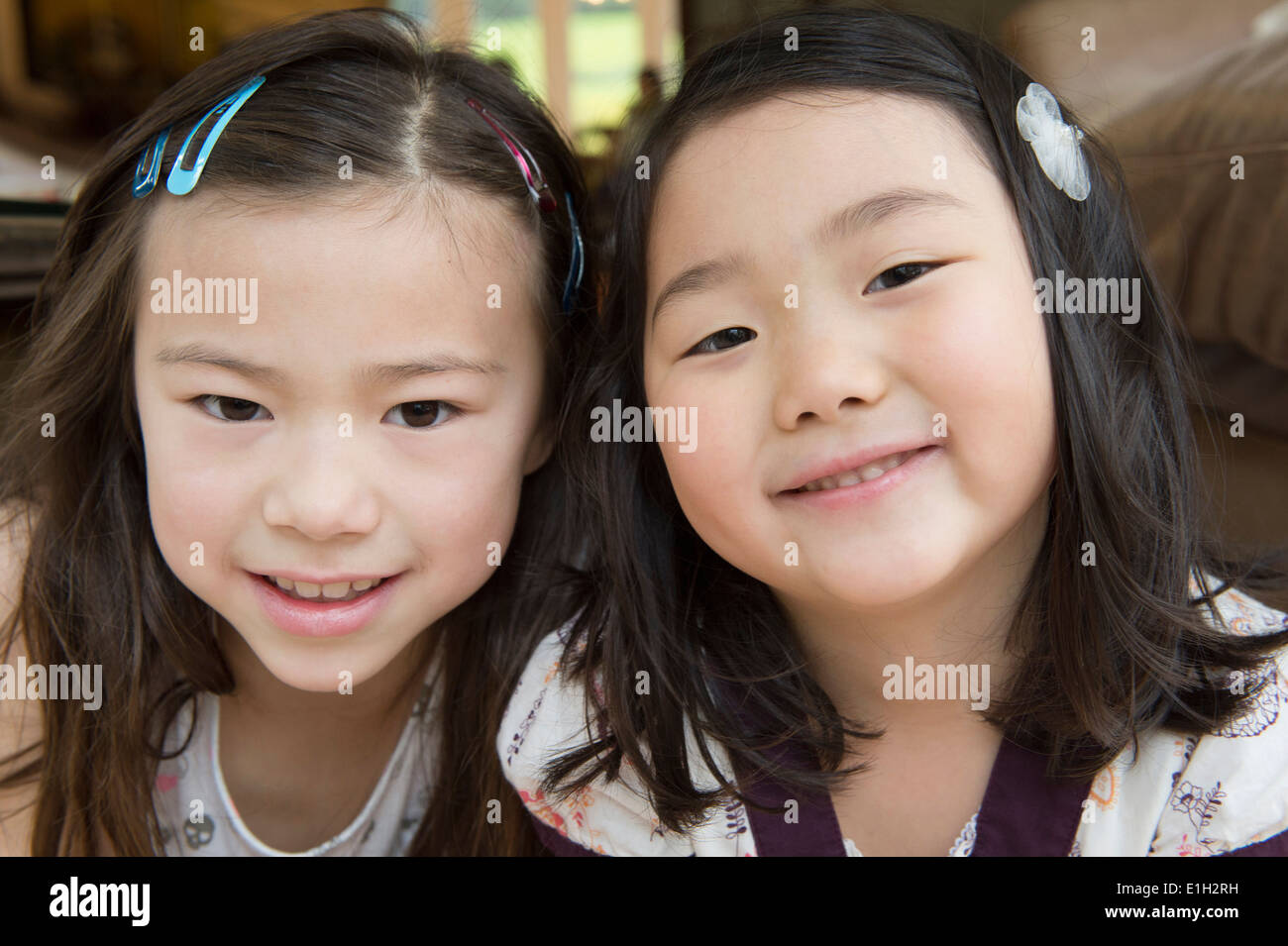 Portrait of two young girls Stock Photo