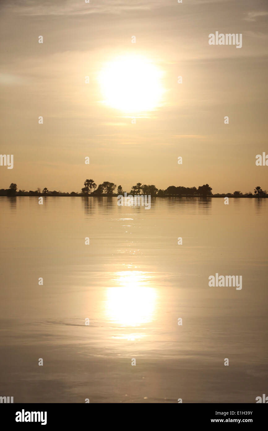 Sunset over a lake Stock Photo