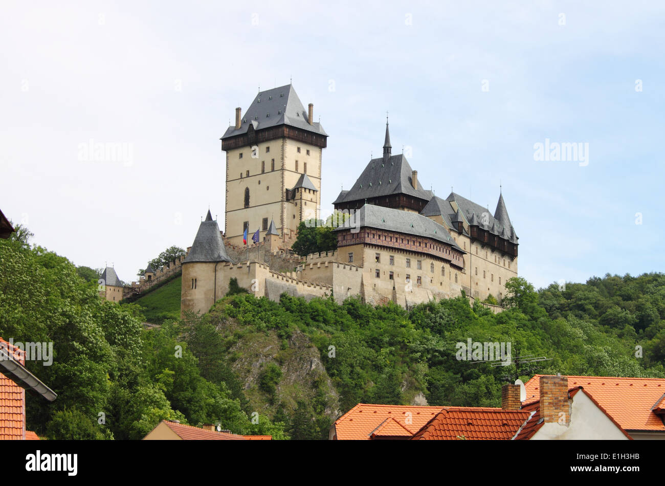 Landscape view of Karlstein castle, Czech Republic Stock Photo