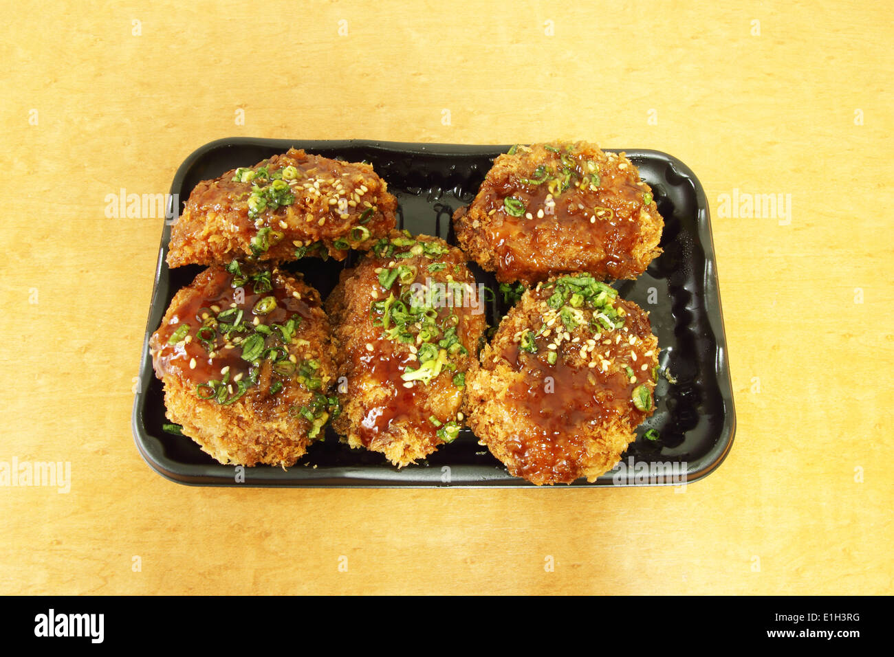 chicken Milanese with Teriyaki sauce Stock Photo