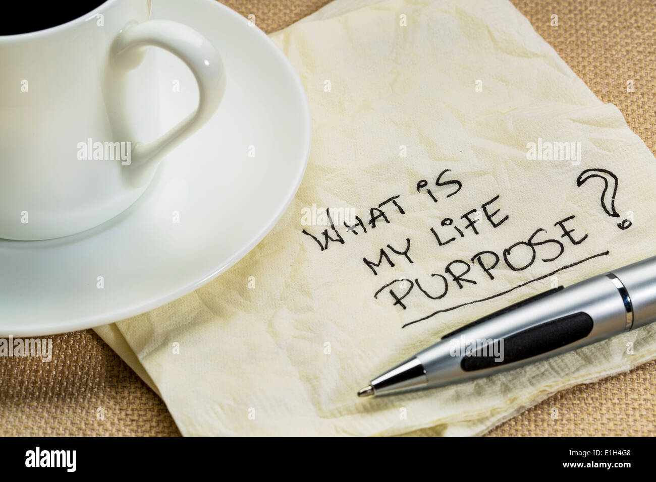 What is my life purpose question on a cocktail napkin with a cup of
