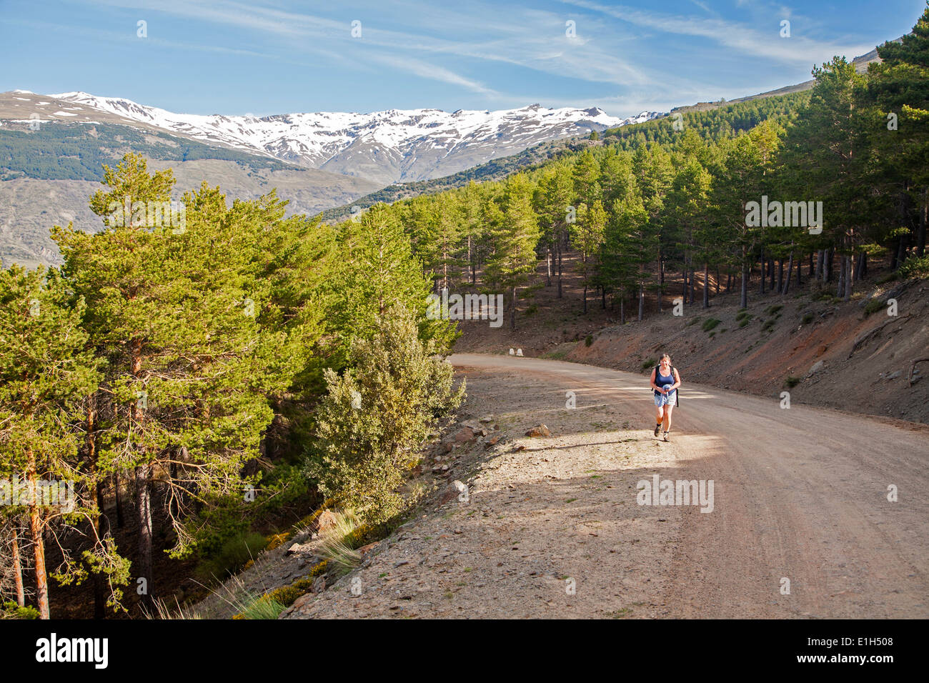 Woman walking in the Sierra Nevada Mountains in the High Alpujarras