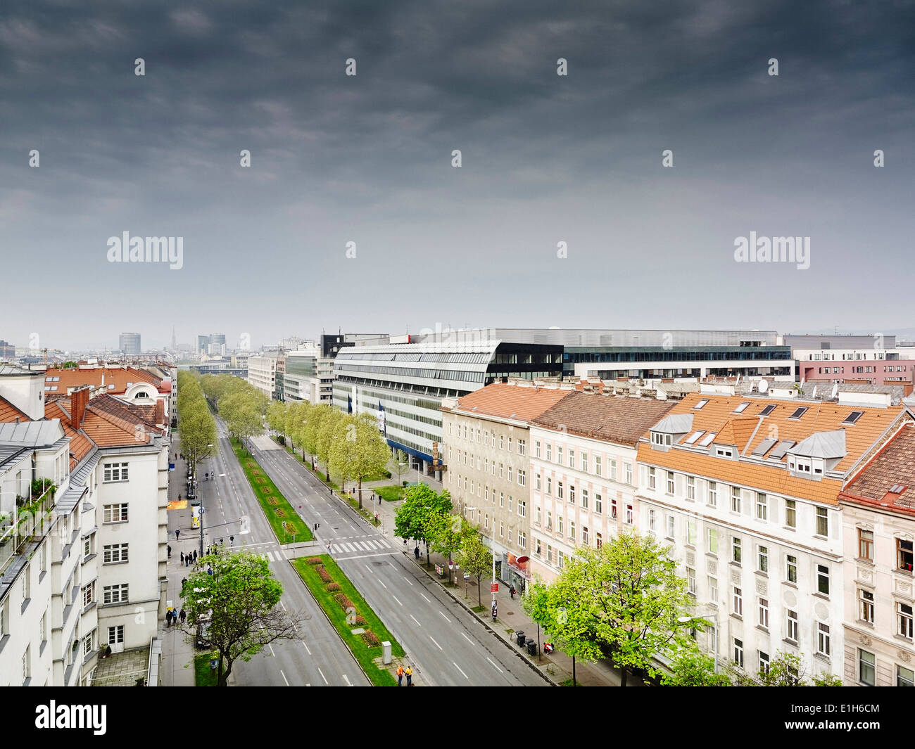 Elevated view of city road, Vienna, Austria Stock Photo