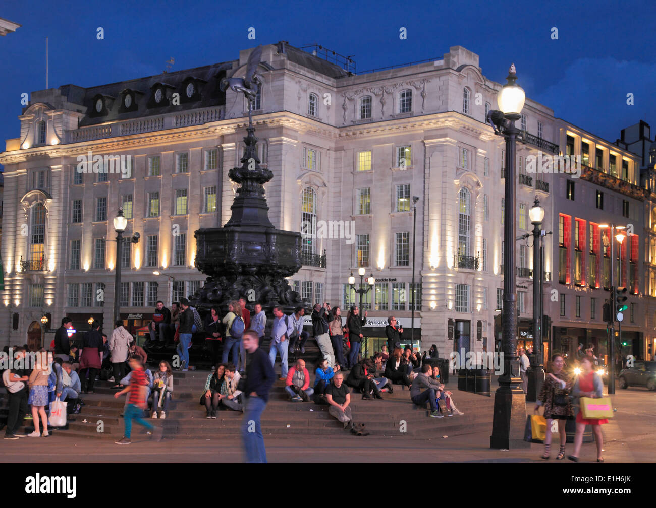 UK, England, London, Piccadilly Circus, Eros Fountain, people, Stock Photo