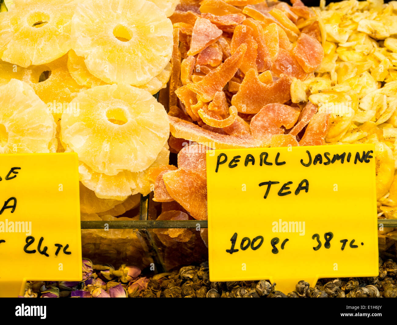 Candies at a stall in The Grand Bazaar in Istanbul. Stock Photo