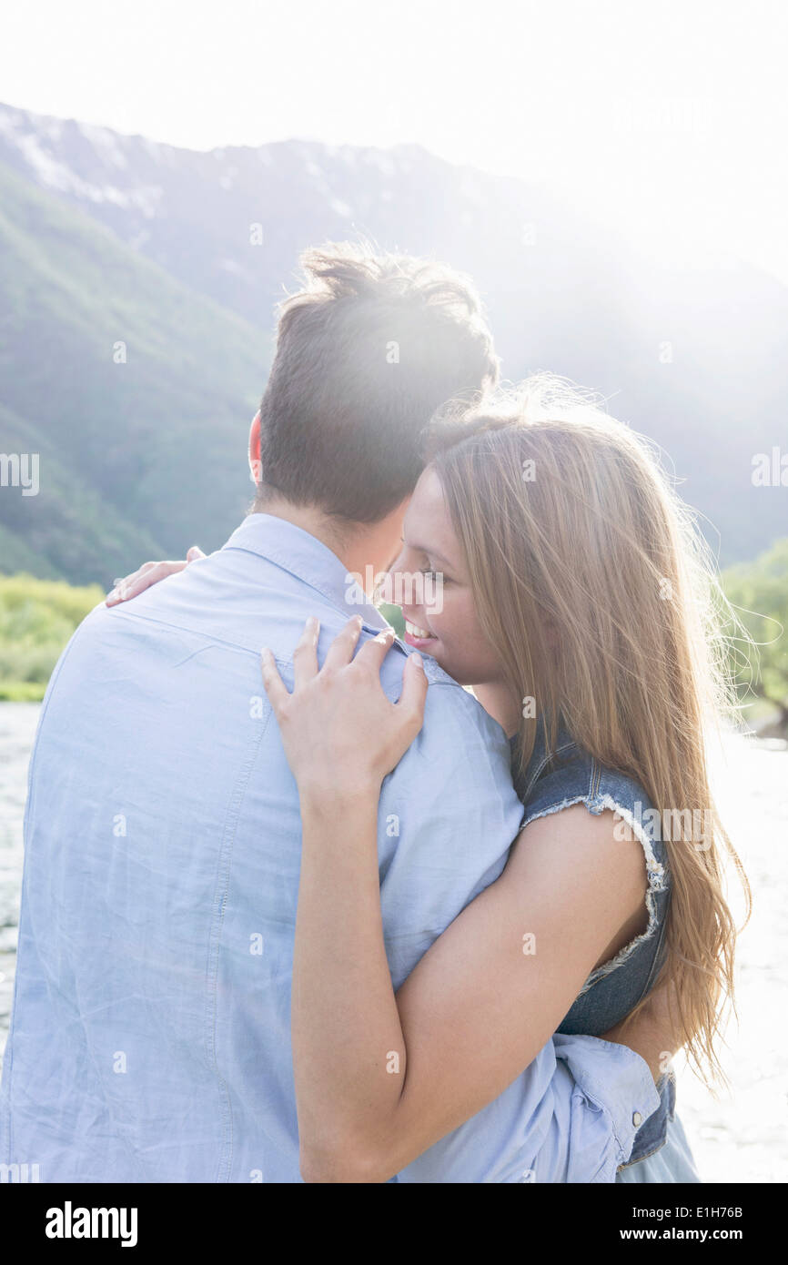 Romantic young couple on riverbank hi-res stock photography and images ...
