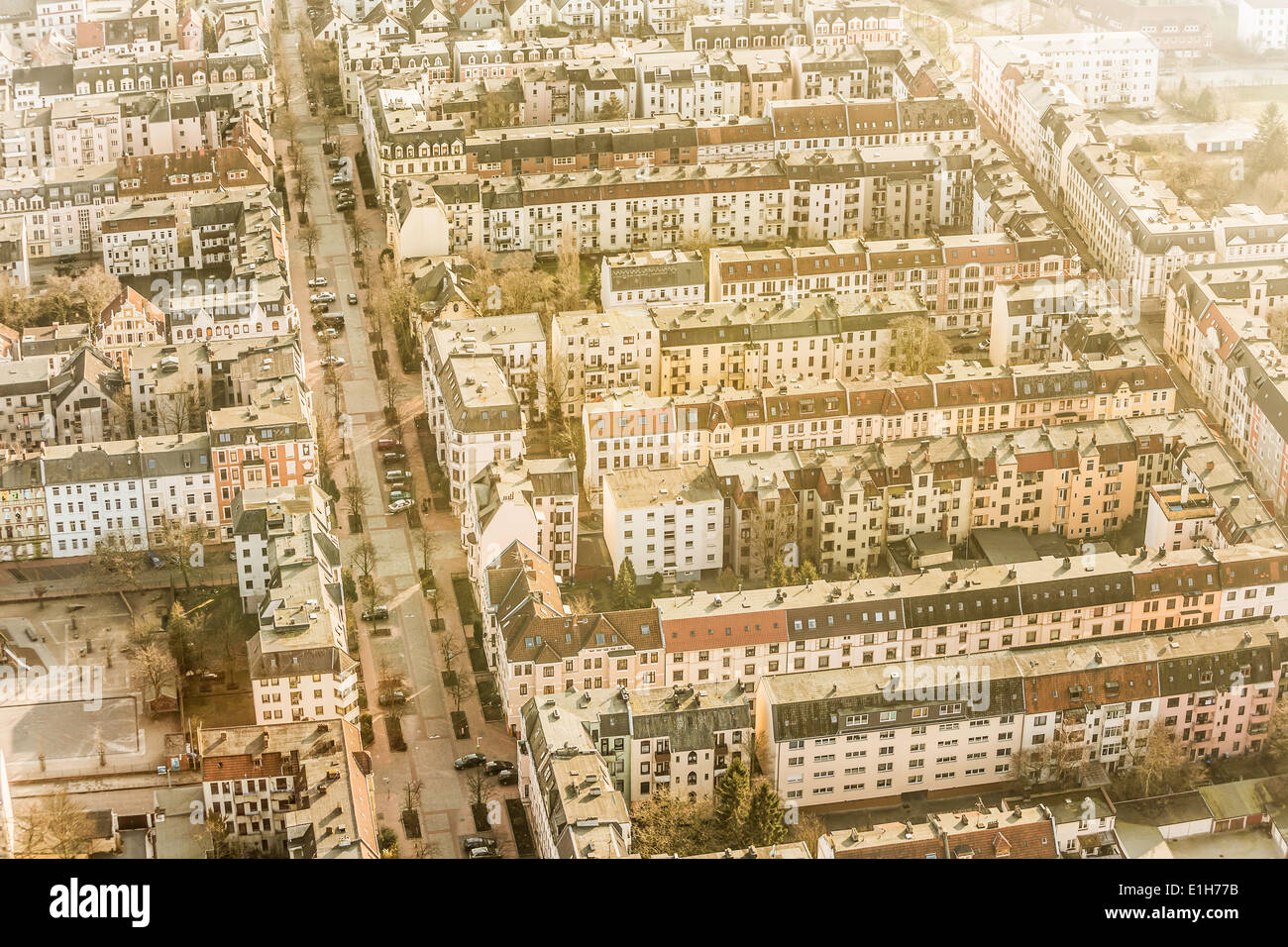 Aerial view of city apartment blocks, Bremerhaven, Bremen, Germany Stock Photo