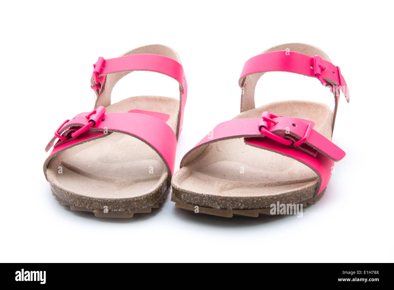 two pink sandals isolated on white background Stock Photo