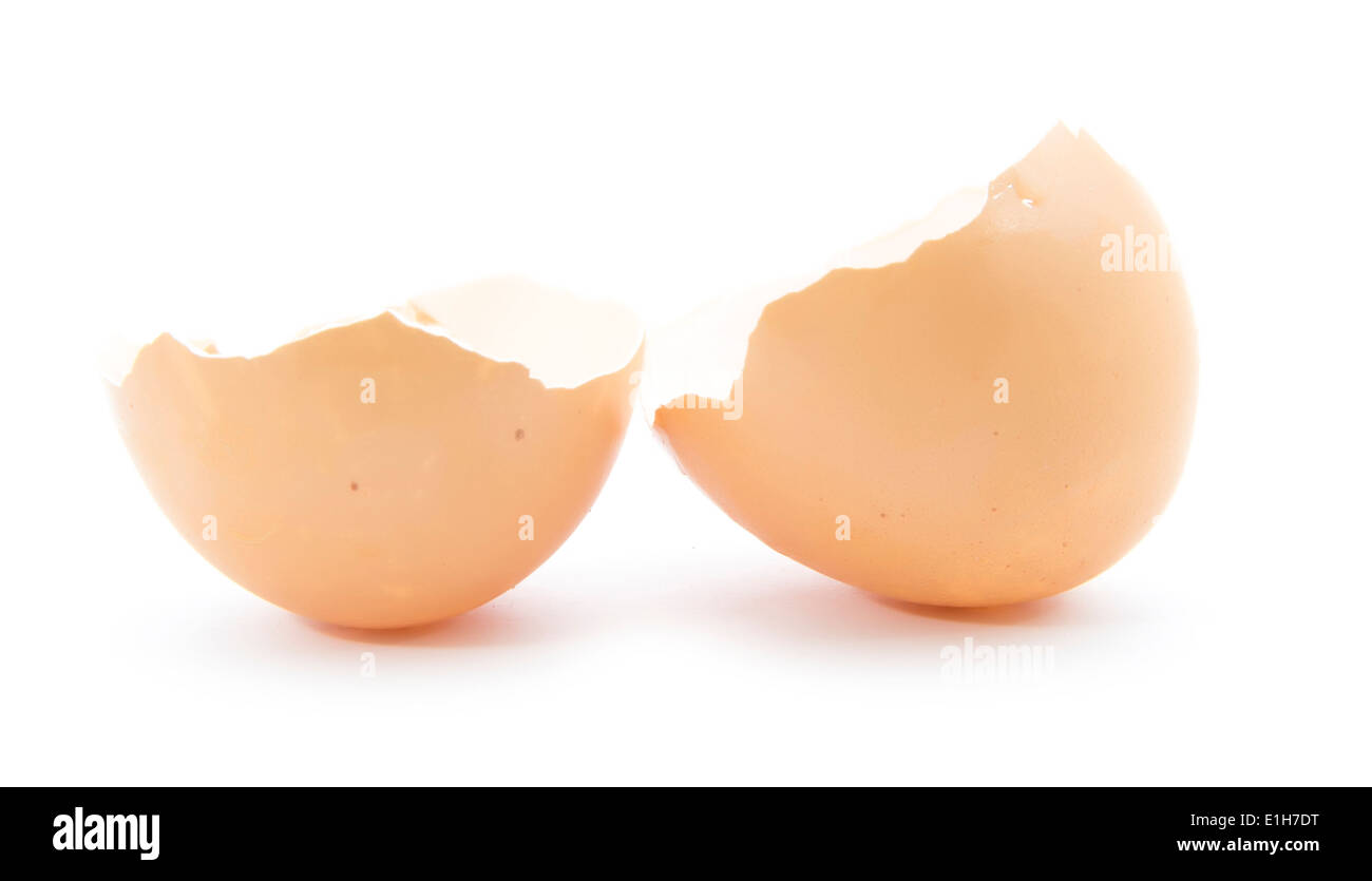 broken egg shell isolated on white background Stock Photo