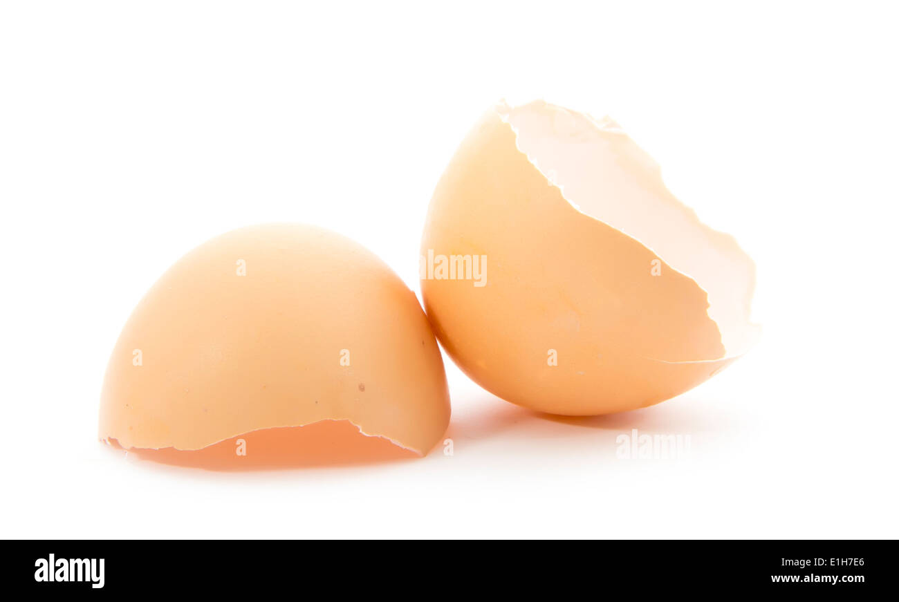 broken egg shell isolated on white background Stock Photo