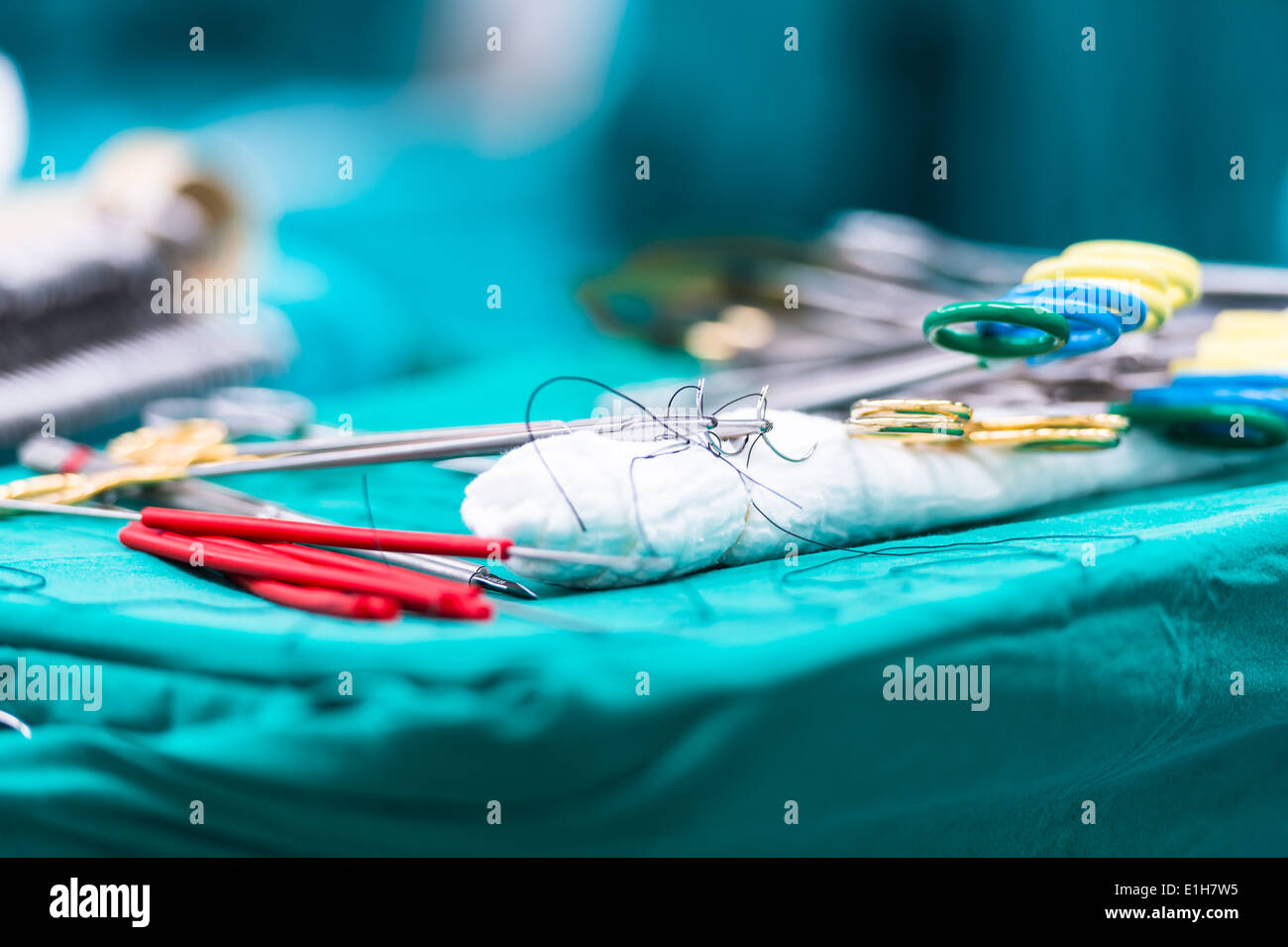 instruments for open heart surgery Stock Photo