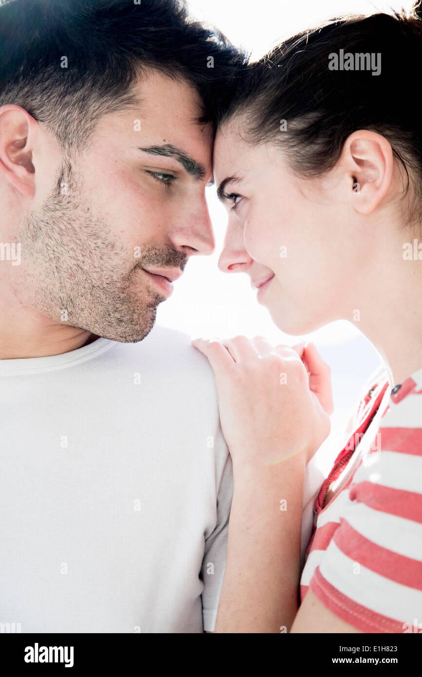 Young couple, forehead to forehead Stock Photo