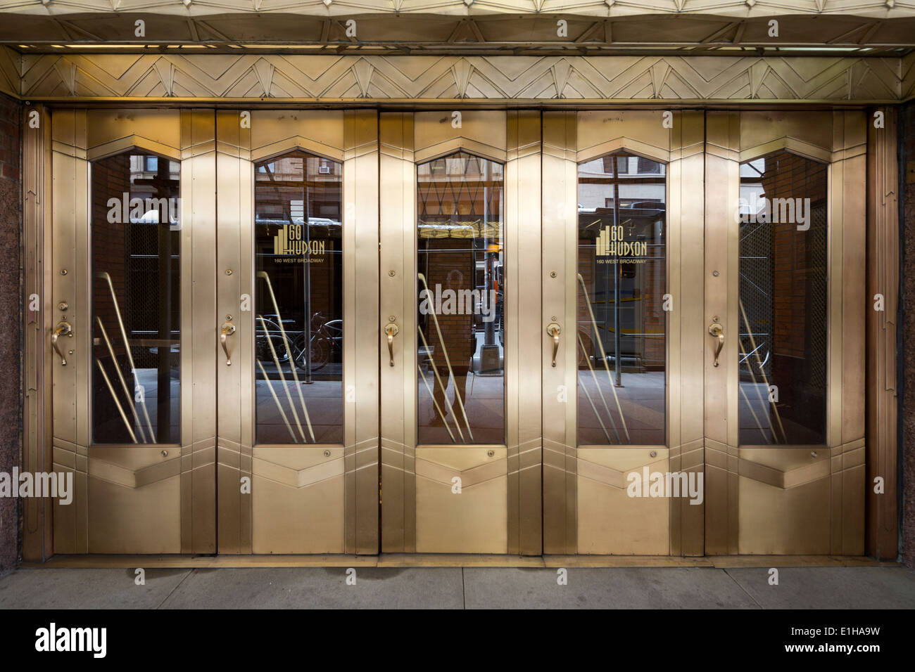 door to lobby of 60 Hudson Street and 160 West Broadway, Tribeca, lower Manhattan, New York City, USA Stock Photo