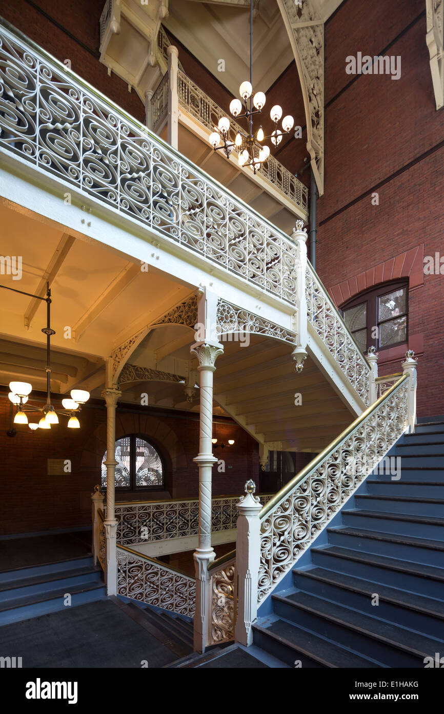 main staircase, Anne & Jerome Fisher Fine Arts Library, University of Pennsylvania, Philadelphia