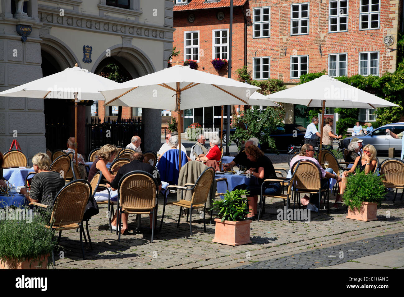 Restaurant and cafe at market square,  Lueneburg, Lüneburg, Lower Saxony, Germany, Europe Stock Photo
