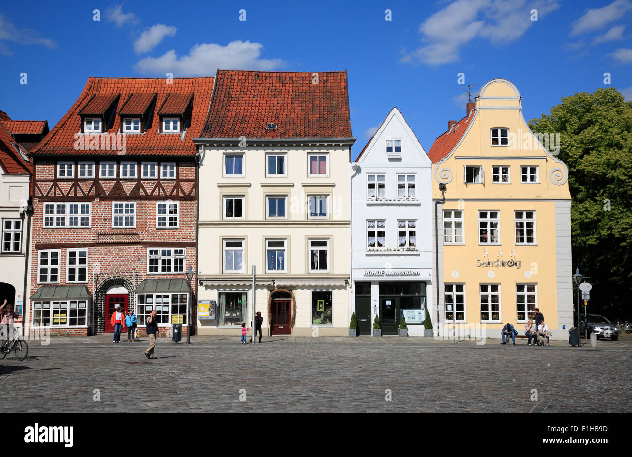 Old houses Am Sande, Lueneburg, Lüneburg, Lower Saxony, Germany, Europe