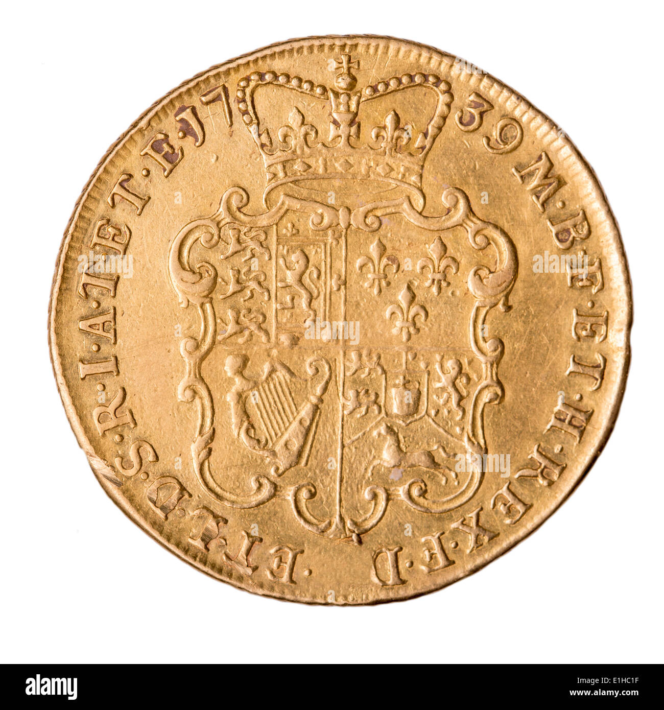 II double guinea old gold coin found with metal detector Stock Photo Alamy