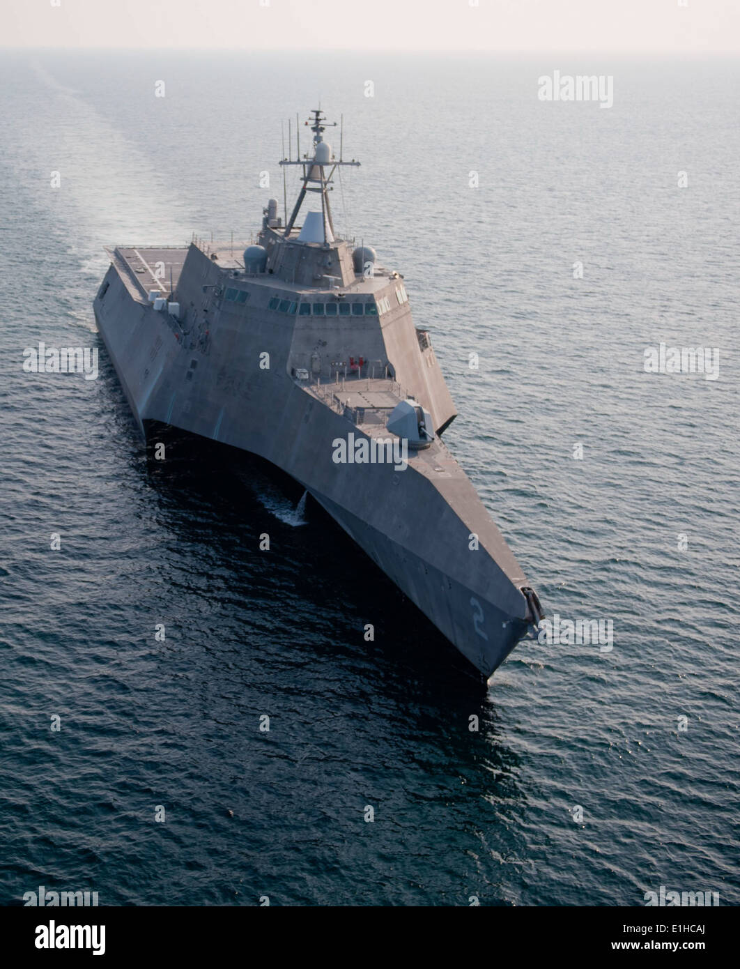 Littoral combat ship USS Independence (LCS 2) steams through the Atlantic Ocean off the coast of