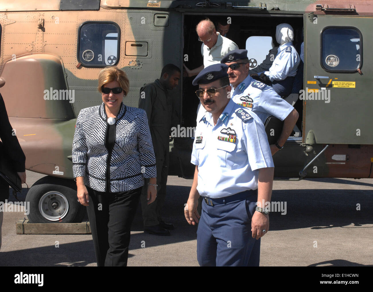 Heidi H. Grant, left, the deputy undersecretary of the U.S. Air Force for international affairs, visits Muwaffaq Salti Air Base Stock Photo