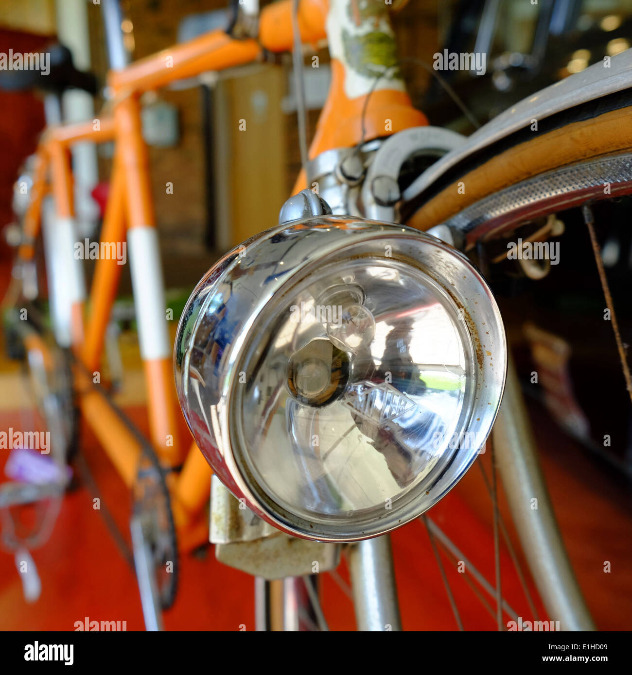 Vintage racing bicycle head lamp Stock Photo