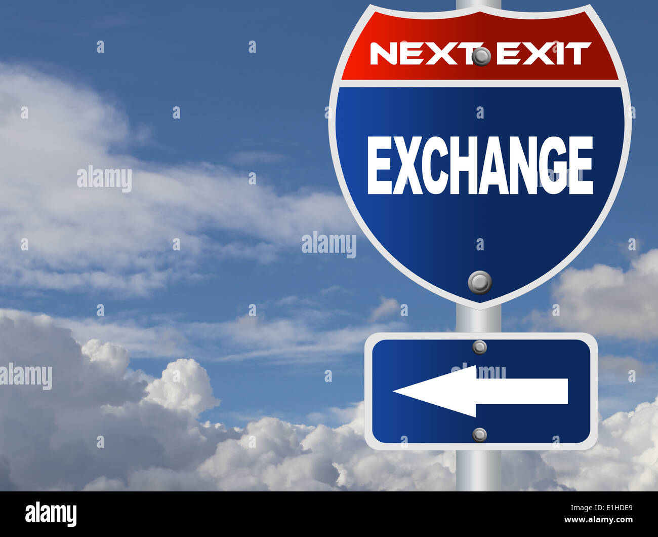 Exchange road sign Stock Photo - Alamy