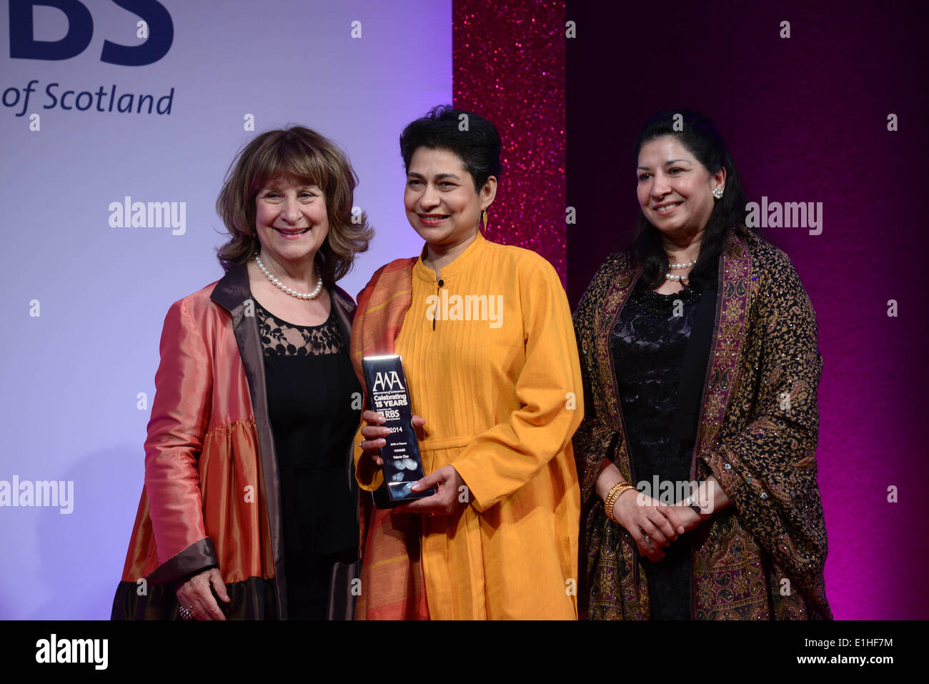 London, UK. 4th June 2014. Valerie Dias receive the AWA in Finance at the Asian Women of Achievement Awards 2014 at the London Hilton on Park Lane Hotel. Photo by See li Credit:  See Li/Alamy Live News Stock Photo