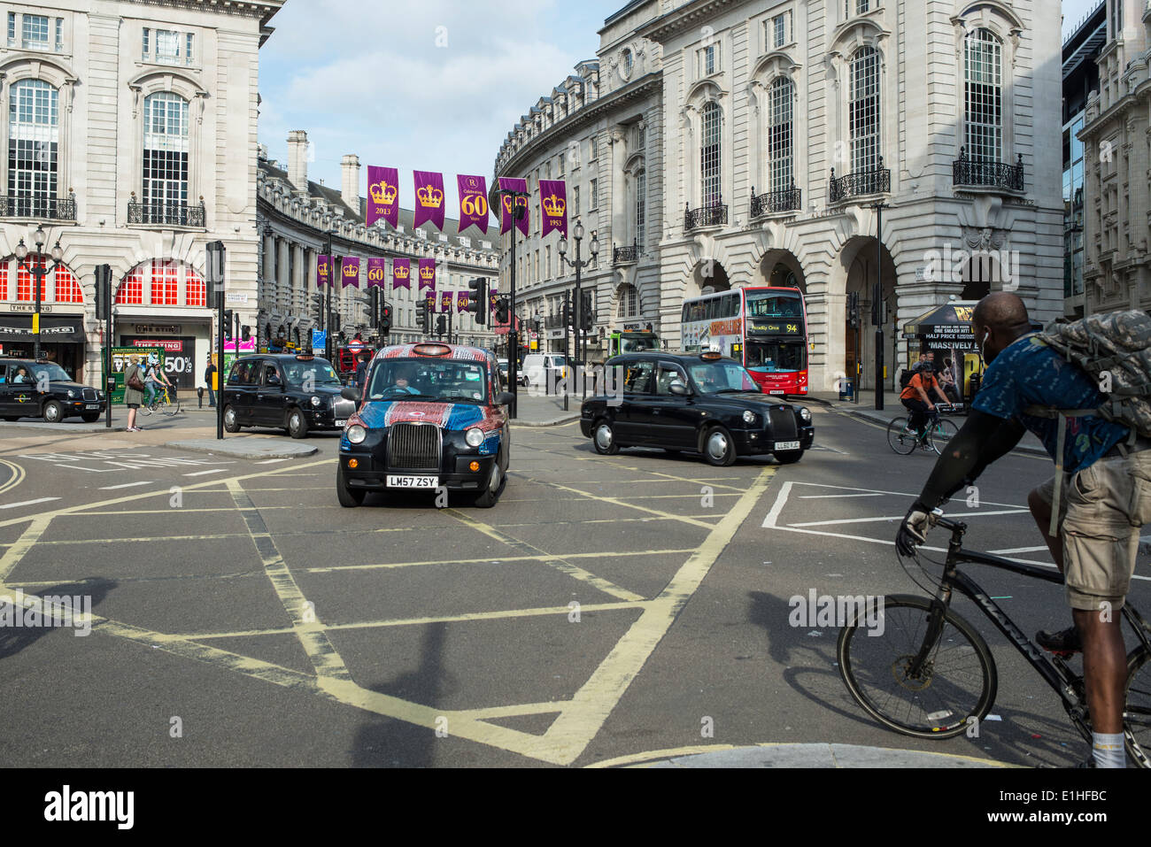 Picadilly Circus traffic, London Stock Photo