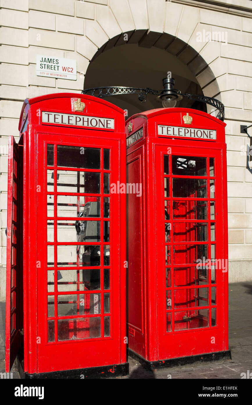 Red phone boxes, London Stock Photo Alamy
