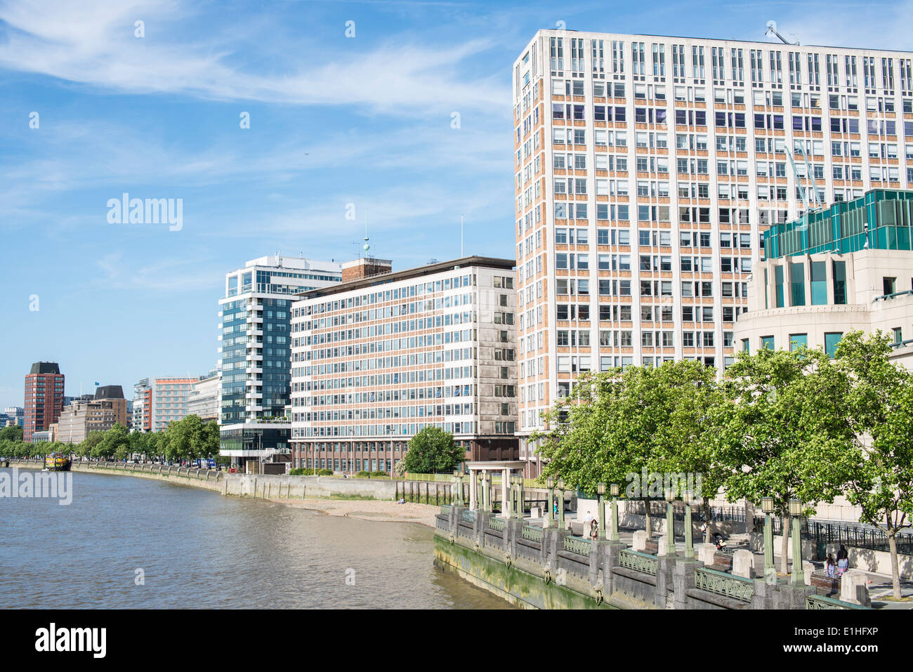 Tower blocks on the Thames, London Stock Photo