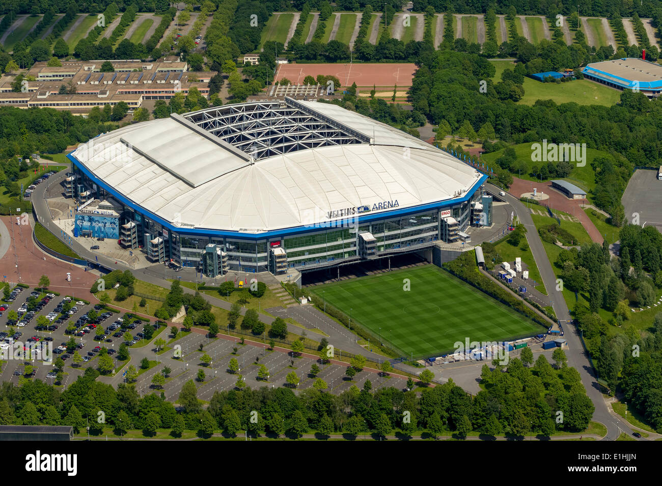 Aerial view, Veltins Arena, Gelsenkirchen, Ruhr district, North Rhine-Westphalia, Germany Stock Photo