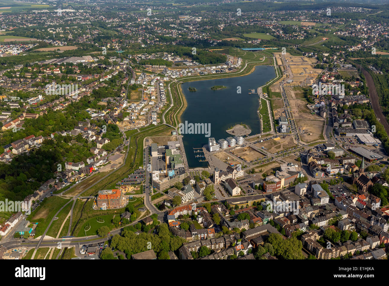 Aerial view, Phoenix-See lake, Hörde, Dortmund, Ruhr district, North Rhine-Westphalia, Germany Stock Photo