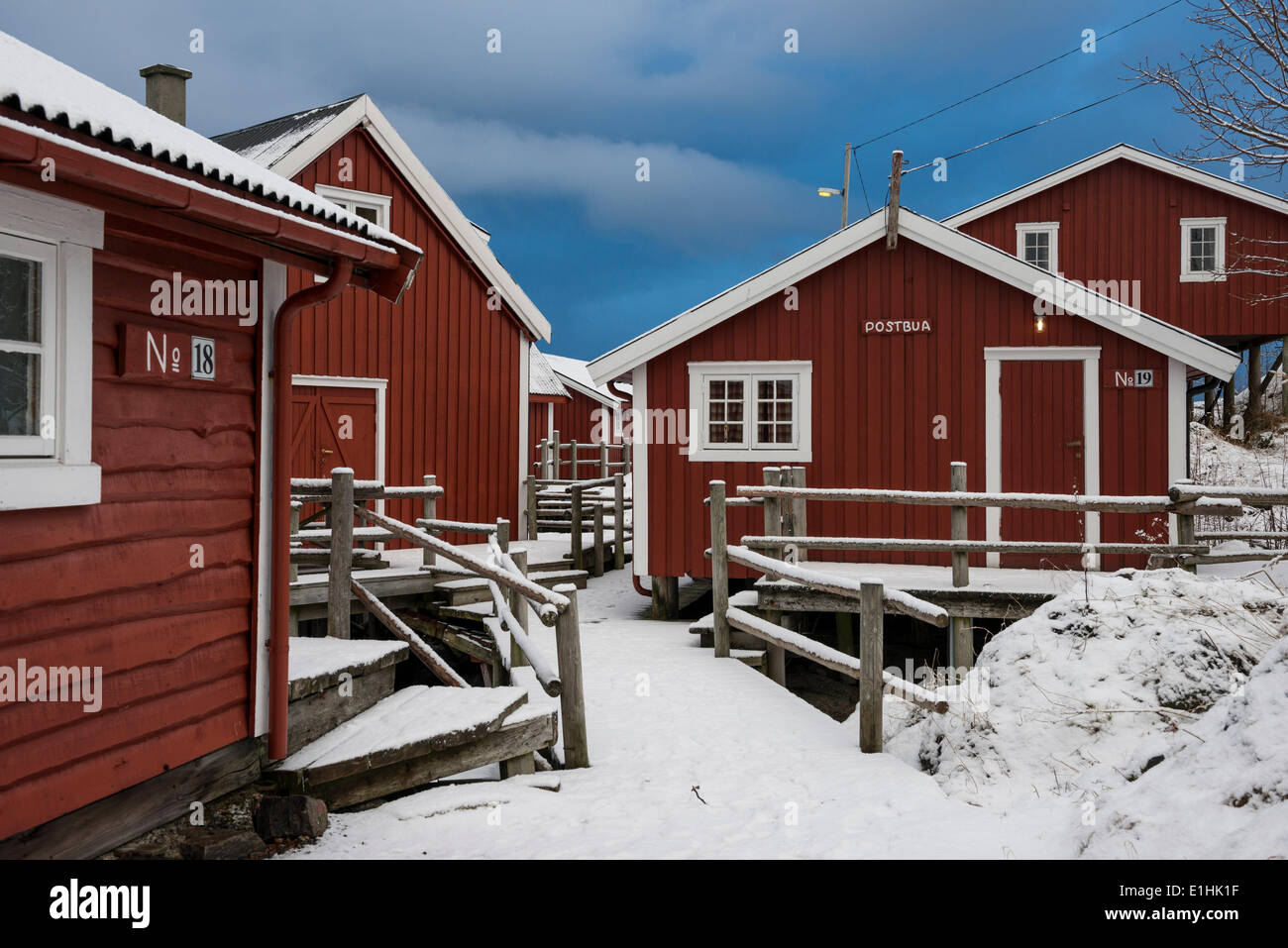 Rorbu huts, Svolvær Vågan, Lofoten, Norway Stock Photo
