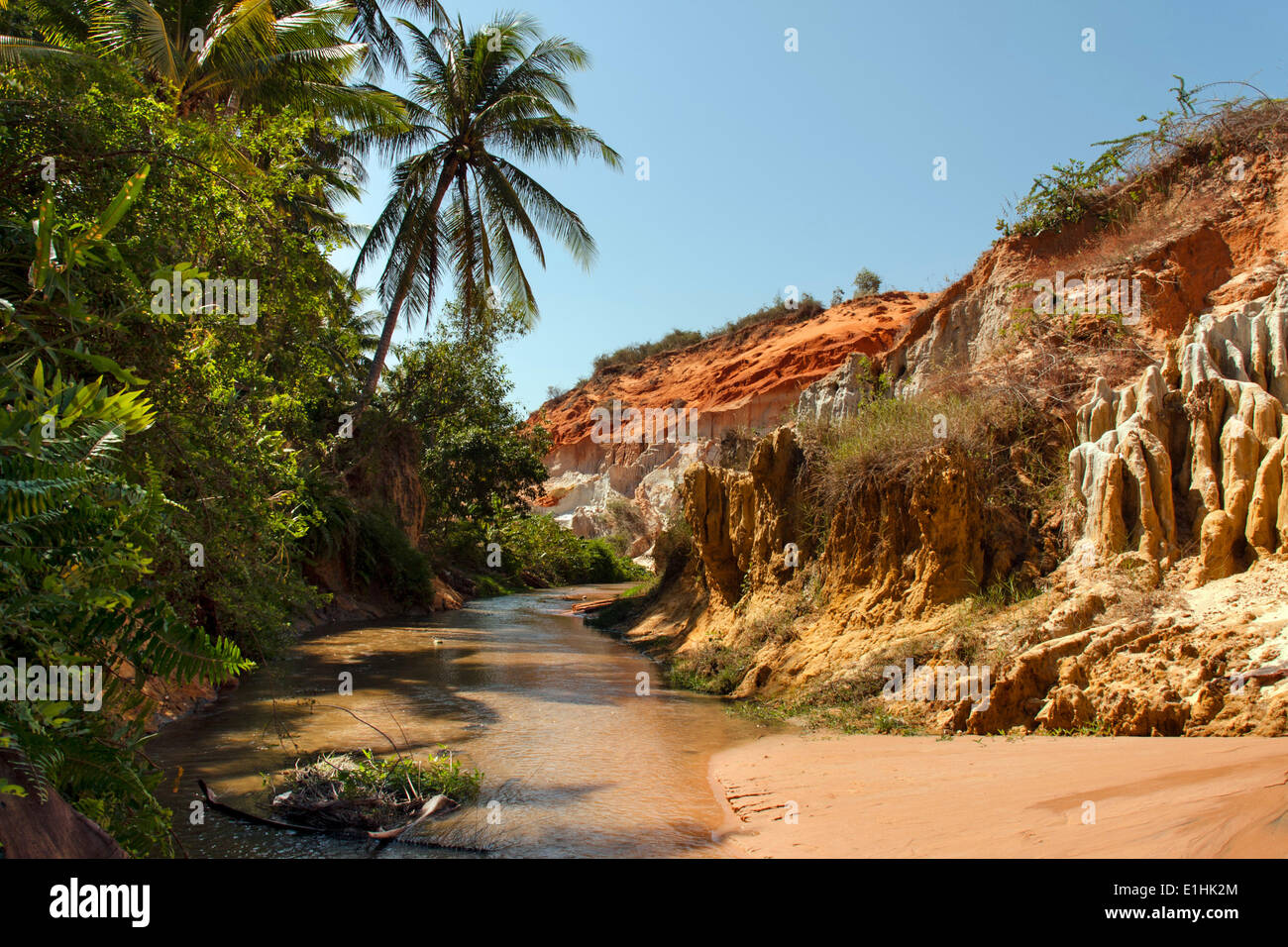 Red River Canyon, sandstone, river bed, near Mui Ne, South Vietnam, Vietnam Stock Photo