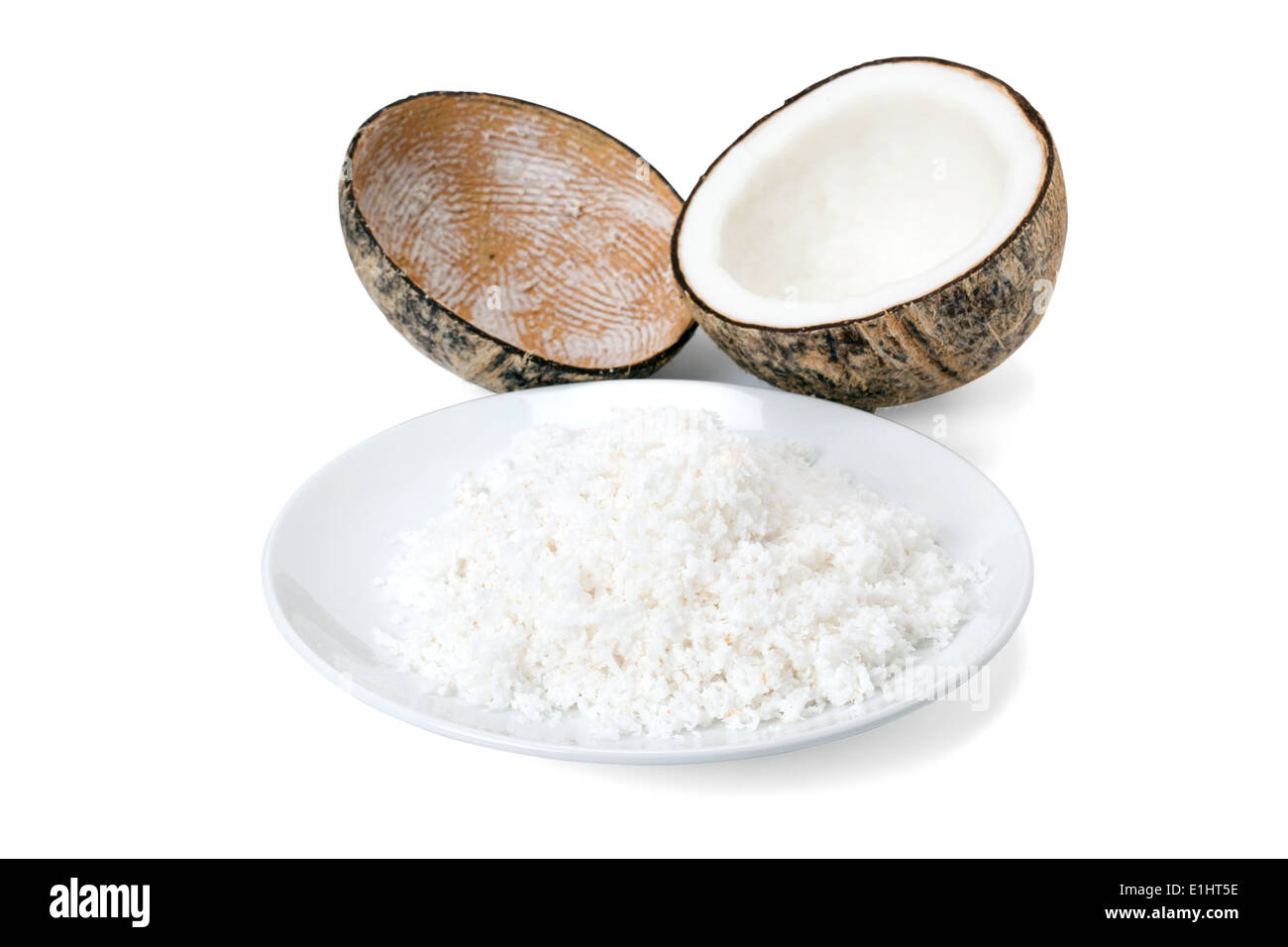 Mature Coconut Meat For Make Coconut Milk Isolated On White Background