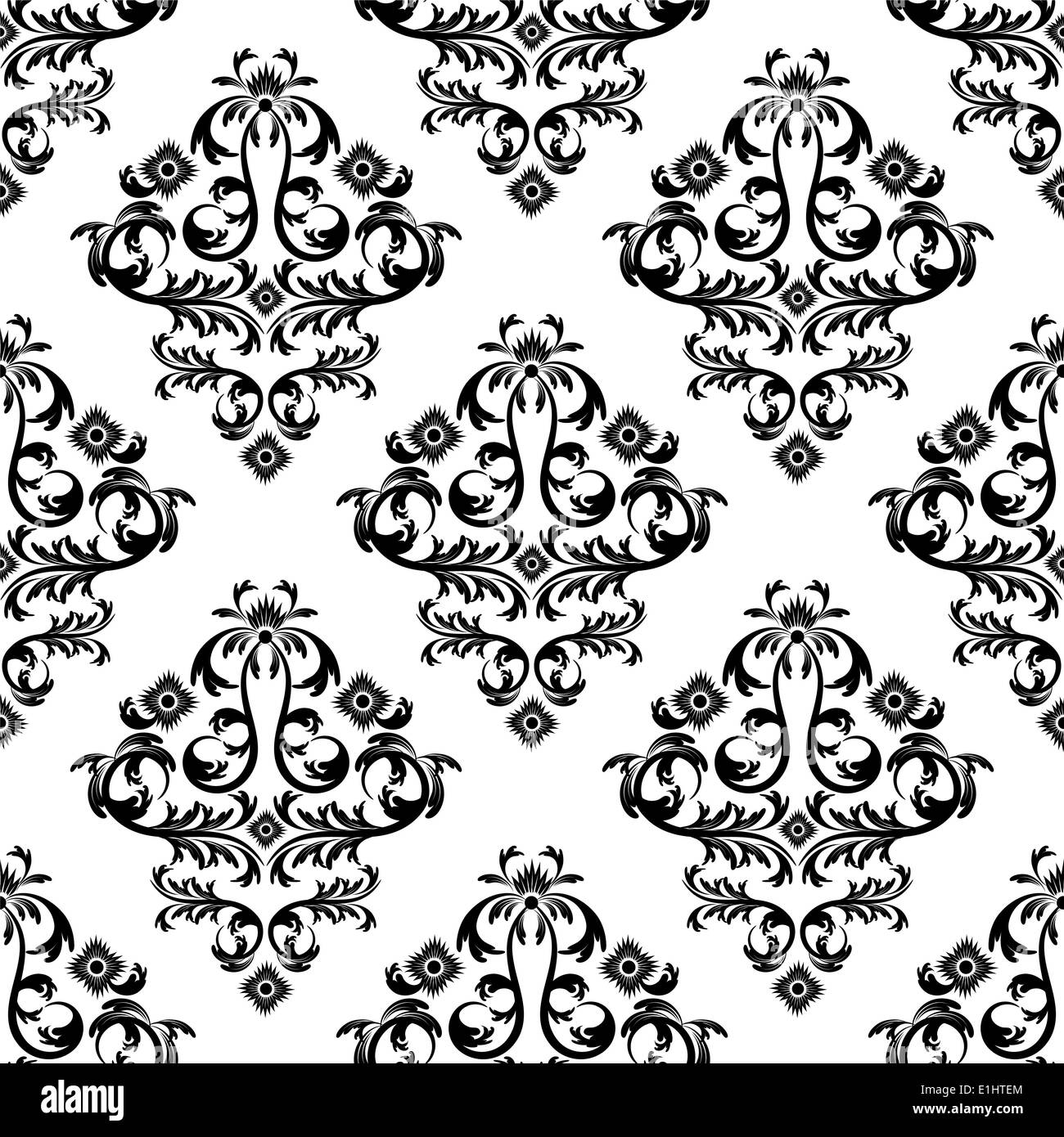 Vintage damask card background Black and White Stock Photos & Images ...