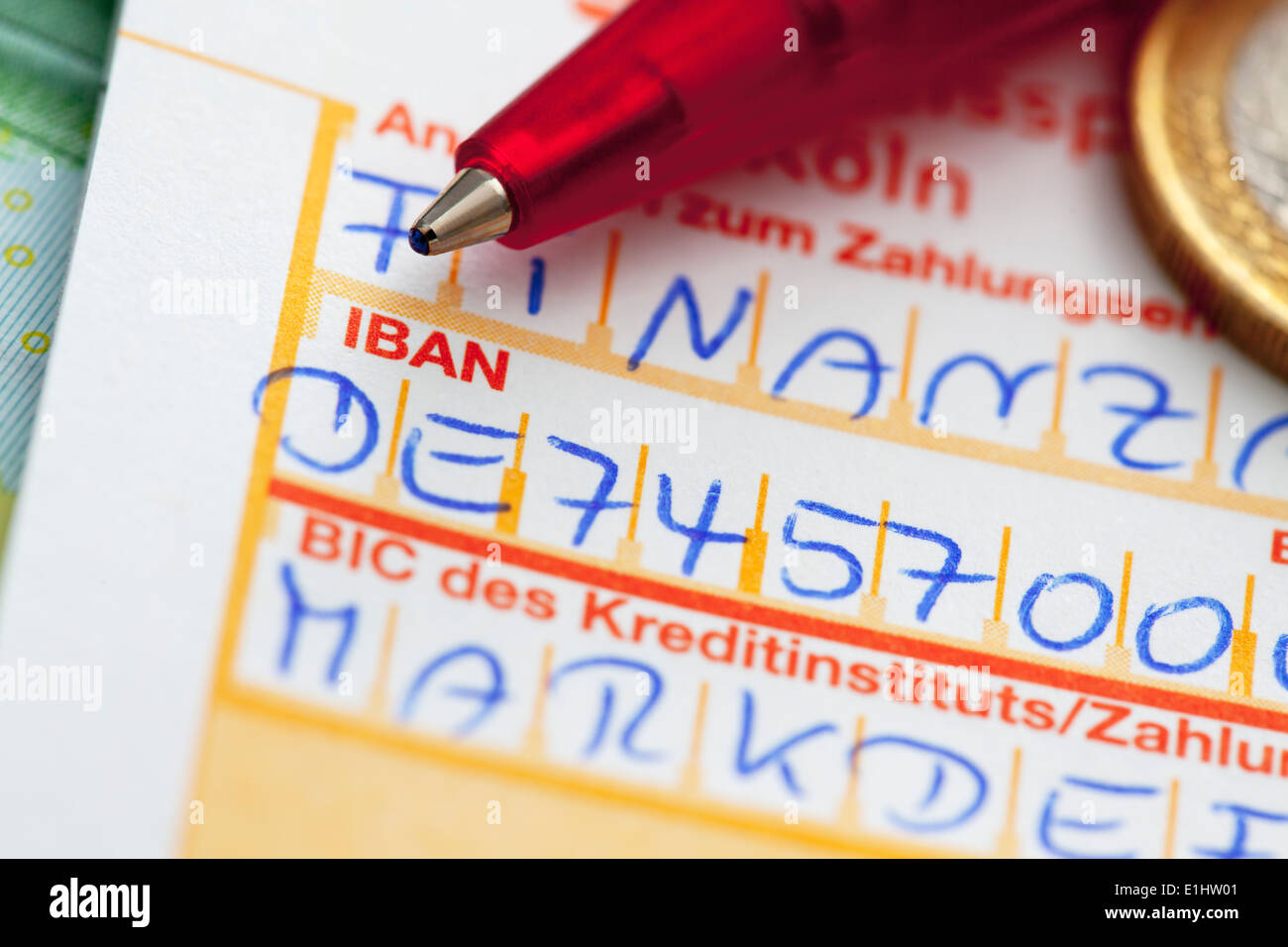 SEPA credit transfer and pen Stock Photo