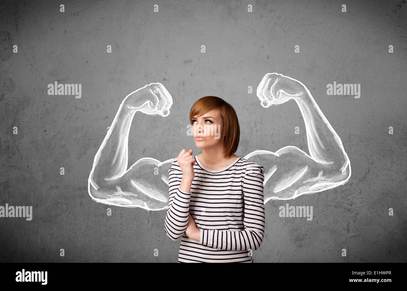 Young woman strong muscled arms hi-res stock photography and images - Alamy