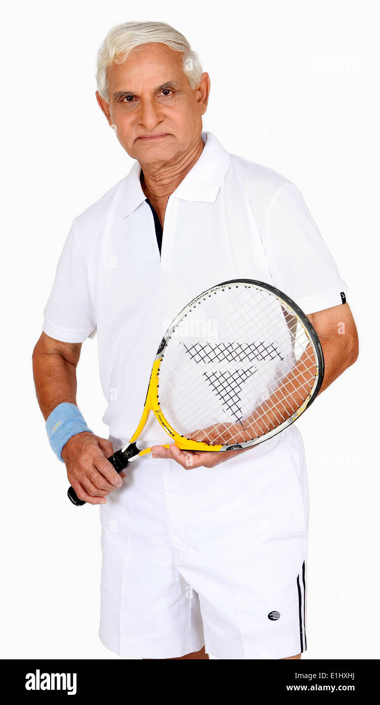 A sports person playing lawn tennis, Pune, India Stock Photo