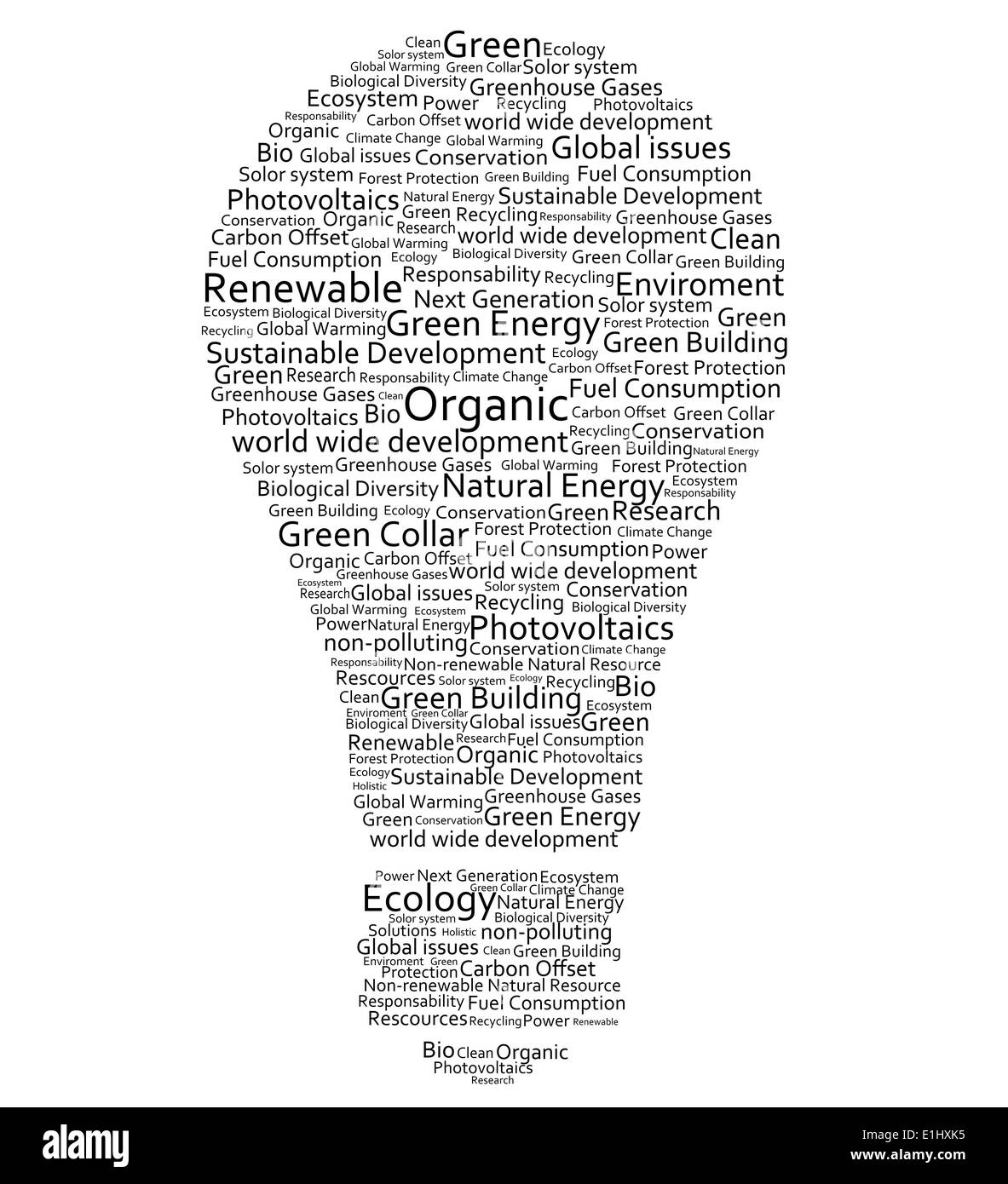 Various words forming a light bulb Stock Photo