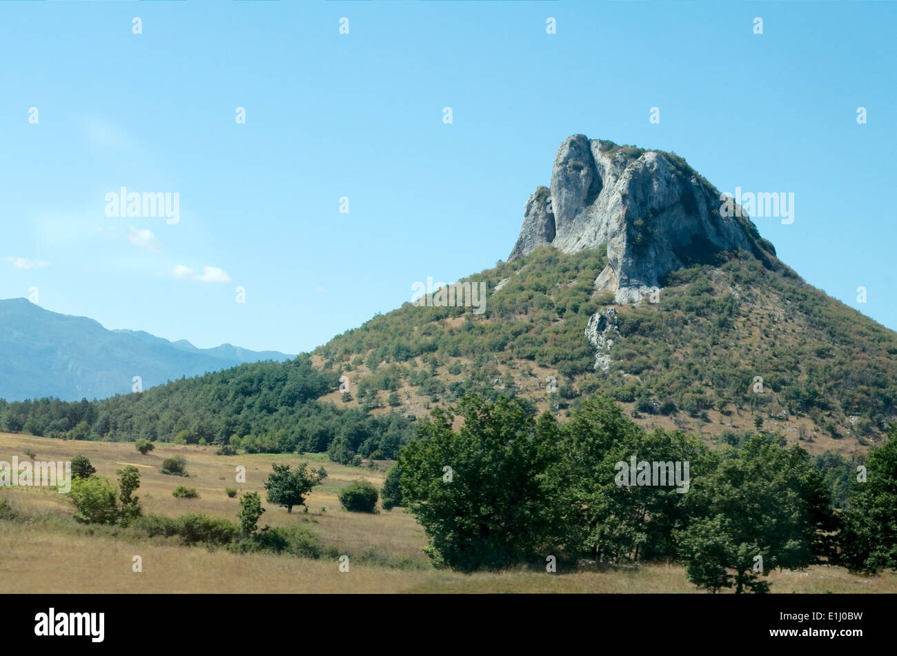 Summertime Croatian Landscape of a Giant Rock Stock Photo
