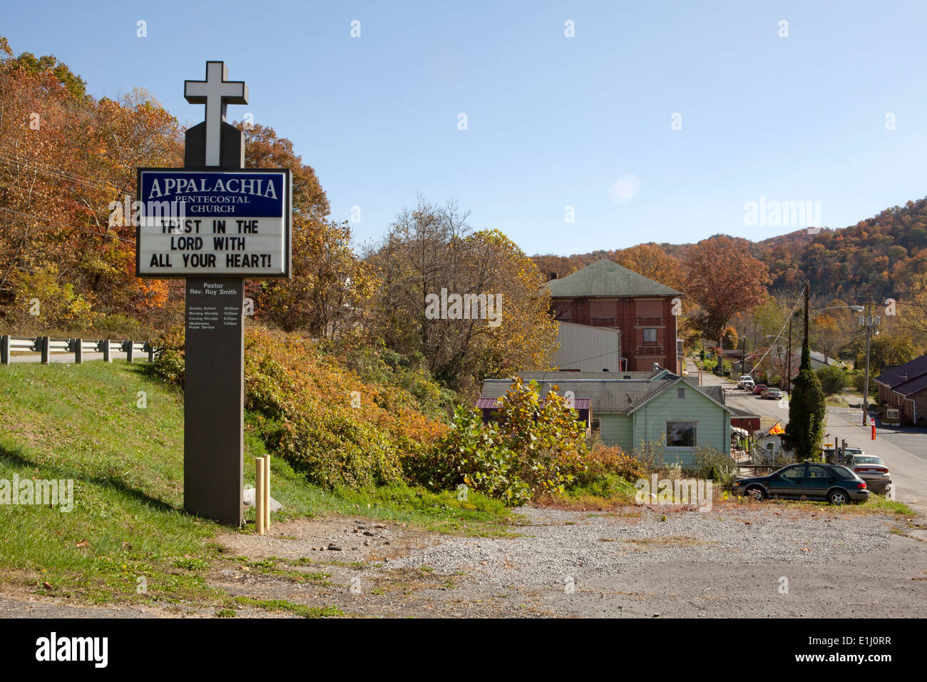 Church signage, Appalachia, Wise County, Virginia, USA Stock Photo Alamy