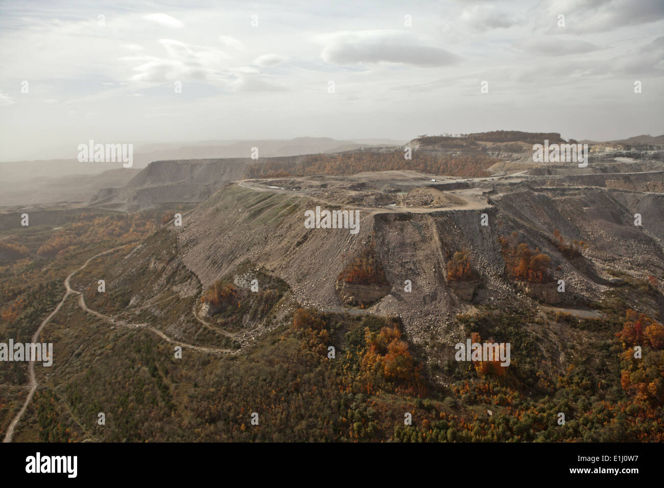 Landscape with flattened coal mining mountaintop removal, Appalachia