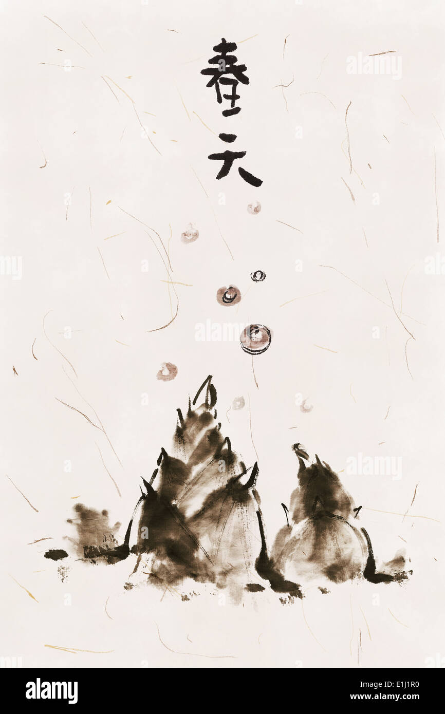 Chinese painting of spring Stock Photo - Alamy