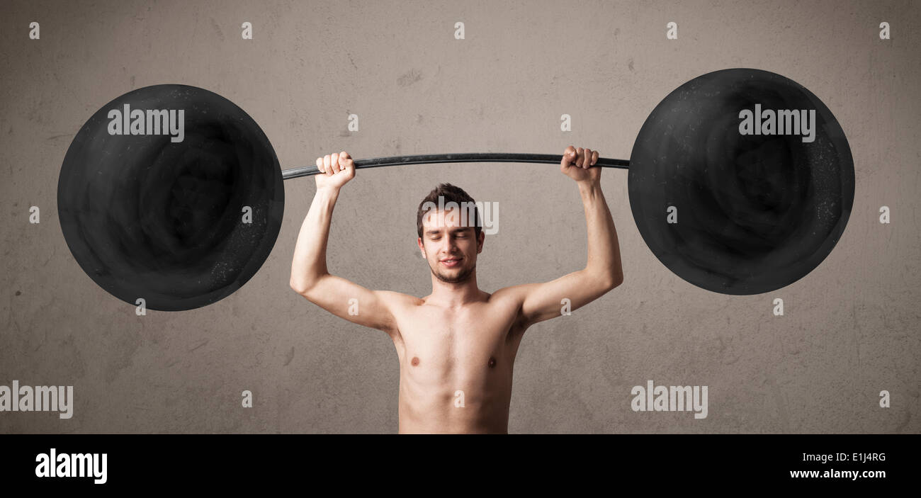 Funny skinny guy lifting weights Stock Photo Alamy